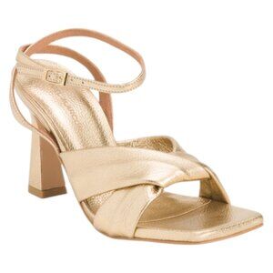 ANGEL ALARCON Made In Spain Leather Band Heeled Sandals With Ankle Strap